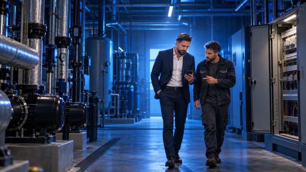 Francesco Caruccio di VELOCIA con un tecnico nel suo ambiente di lavoro